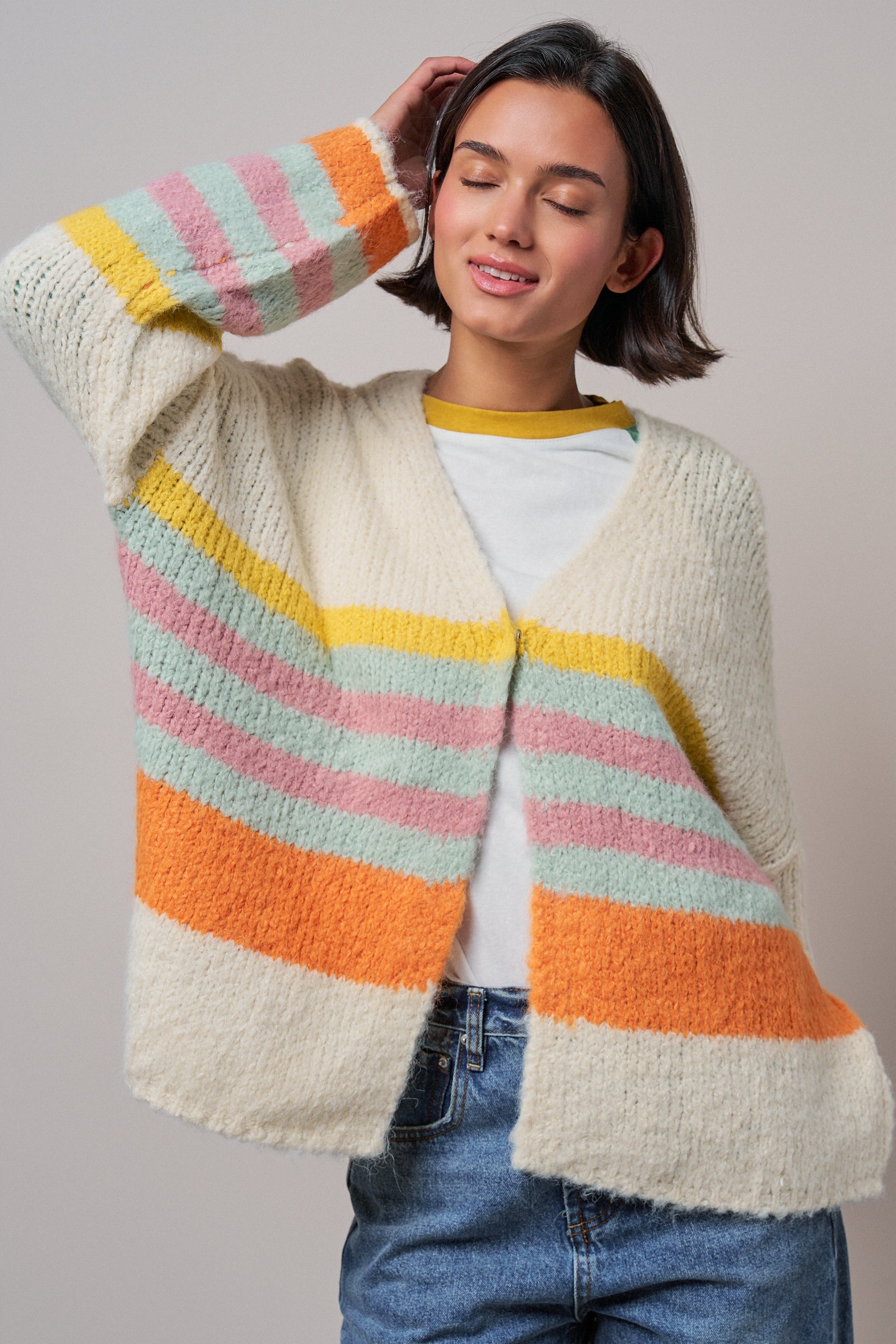 Statement Multi-Color Stripe Cardigan