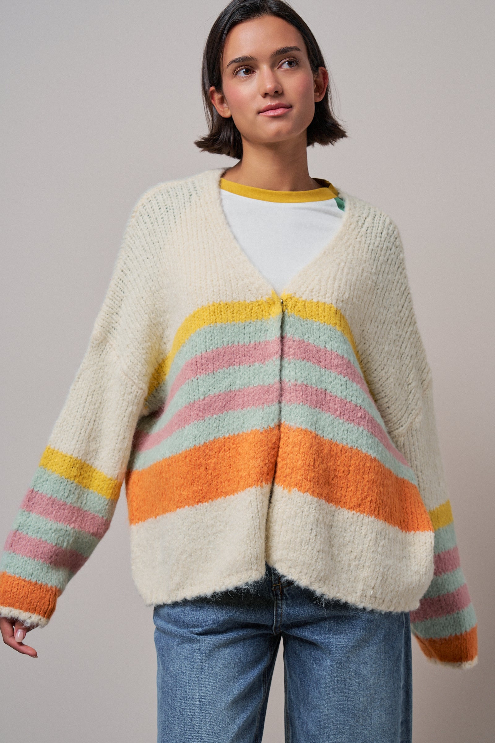 Statement Multi-Color Stripe Cardigan