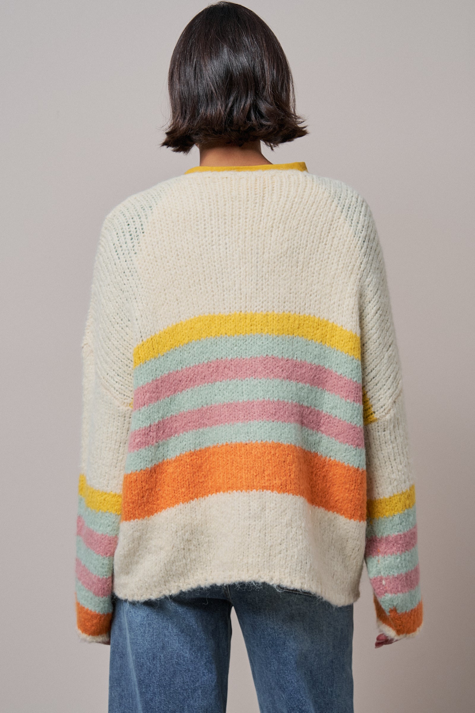 Statement Multi-Color Stripe Cardigan