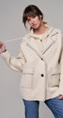 Wool Blend Knit Coat with Zip Hood