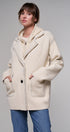 Wool Blend Knit Coat with Zip Hood