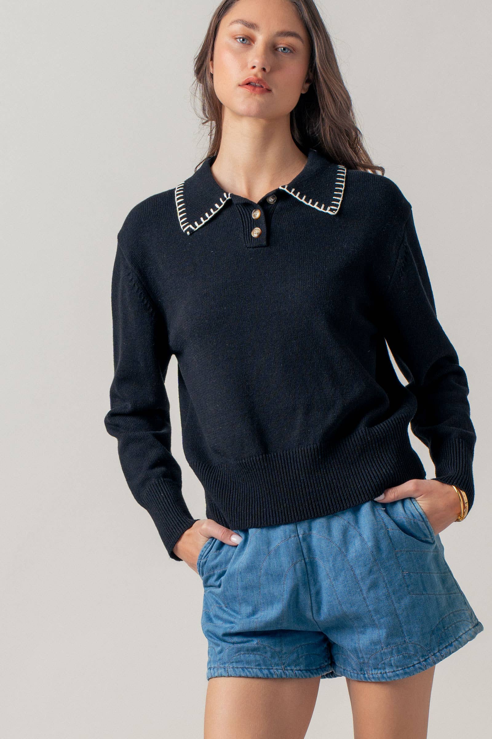 Modern Heritage Contrast Polo Knit Sweater