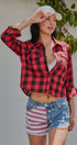 All American Girl Cutoff Denim Shorts in LT DENIM - Women's Casual Shorts | Urban Daizy