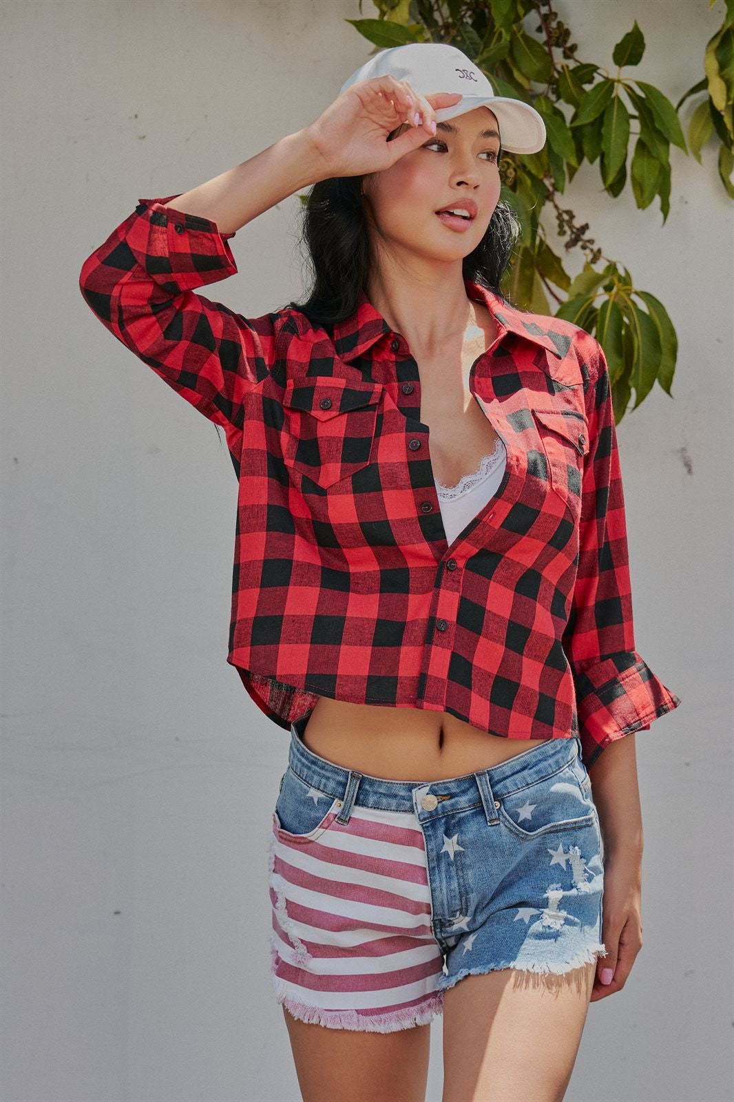 All American Girl Cutoff Denim Shorts in LT DENIM - Women's Casual Shorts | Urban Daizy