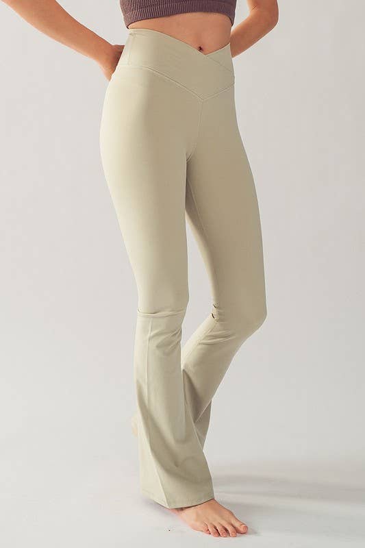 Urban Daizy Cross Waist Flare Activewear Leggings Dark-Basil Athletic Lounge Leggings - Women's (UDZ-PT-00150) –…