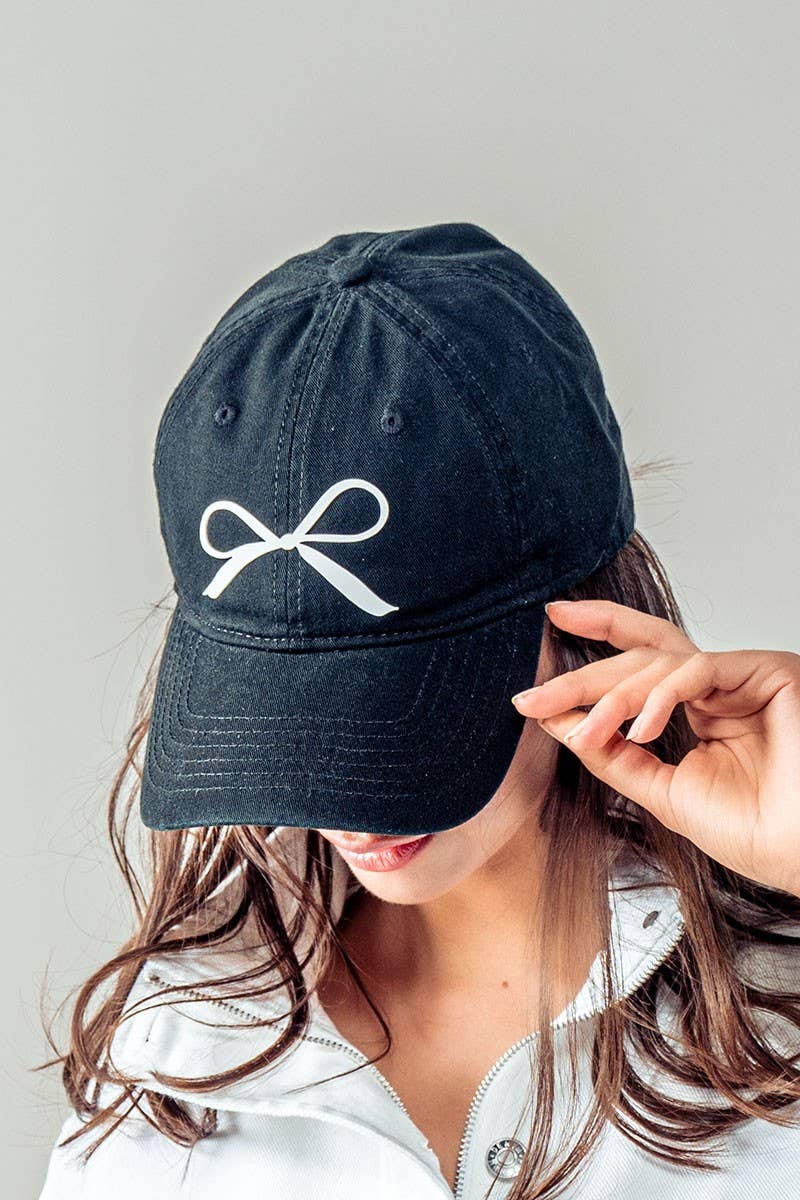 Urban Daizy Bow Graphic Relaxed Fit Baseball Cap Beige Baseball Cap - Women's (UDZ-AC-00112) – alternate view 3