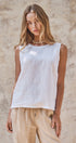 Minimal Muse Linen Sleeveless Top in WHITE - Women's Fashion | Urban Daizy