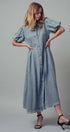 Urban Daizy Puff Sleeve A-Line Denim Maxi Dress Lt-Denim Dress - Women's (UDZ-DR-00392) – alternate view 11