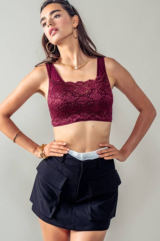 Urban Daizy Romantic Lace Longline Bralette Top Brick Bralette - Women's (UDZ-TP-00022) – alternate view 7