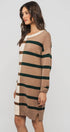 Urban Daizy Two-Tone Striped Knit Sweater Dress Cream-Multi Dress - Women's (UDZ-DR-00352) – alternate view 2