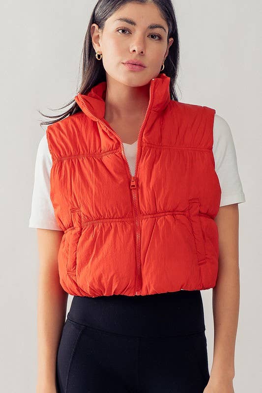 Urban Daizy Stand Collar Quilted Elastic Hem Puffer Vest Azure Outerwear Vest - Women's (UDZ-OT-00268) – alternate view 16