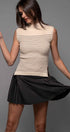 Urban Daizy Striped Ribbed Mock Neck Sleeveless Top Lt-Khaki Knit Top - Women's (UDZ-PT-00352) – alternate view 15
