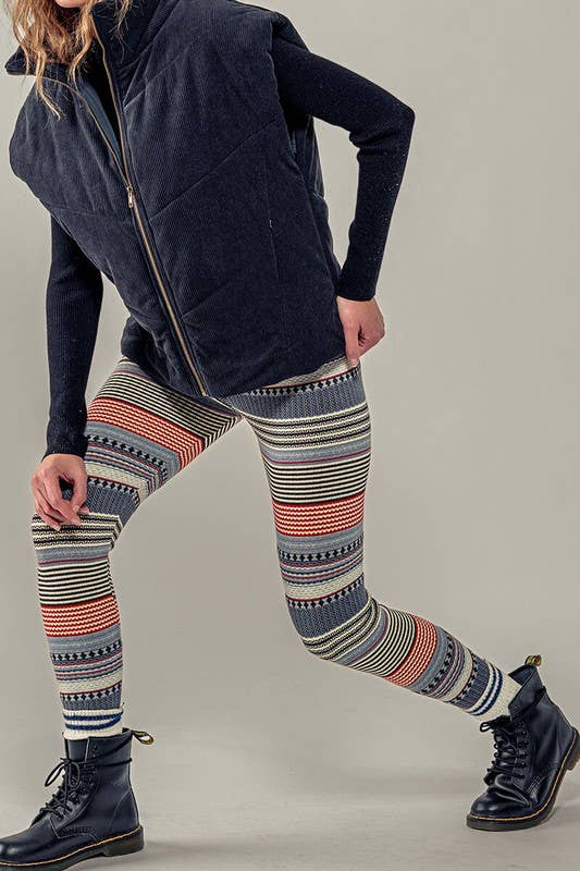 Urban Daizy Cozy Multi Striped Sweater Knit Winter Leggings Mocha Athletic Lounge Leggings - Women's (UDZ-XX-00002) –…