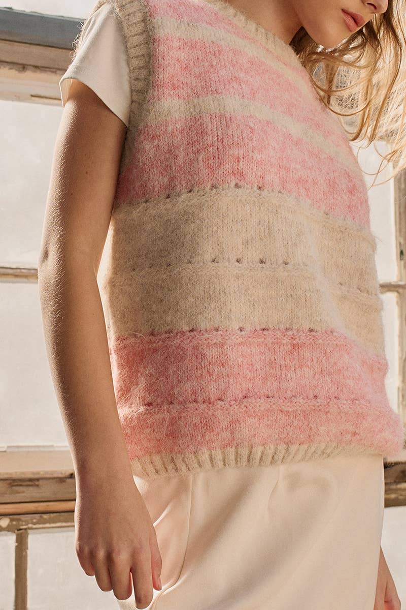 Striped Boho Knit Sweater Vest