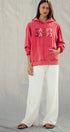 Urban Daizy "HAPPY HAPPY" Vintage Washed Hoodie Red Hoodie - Women's (UDZ-KN-00891) – alternate view 9