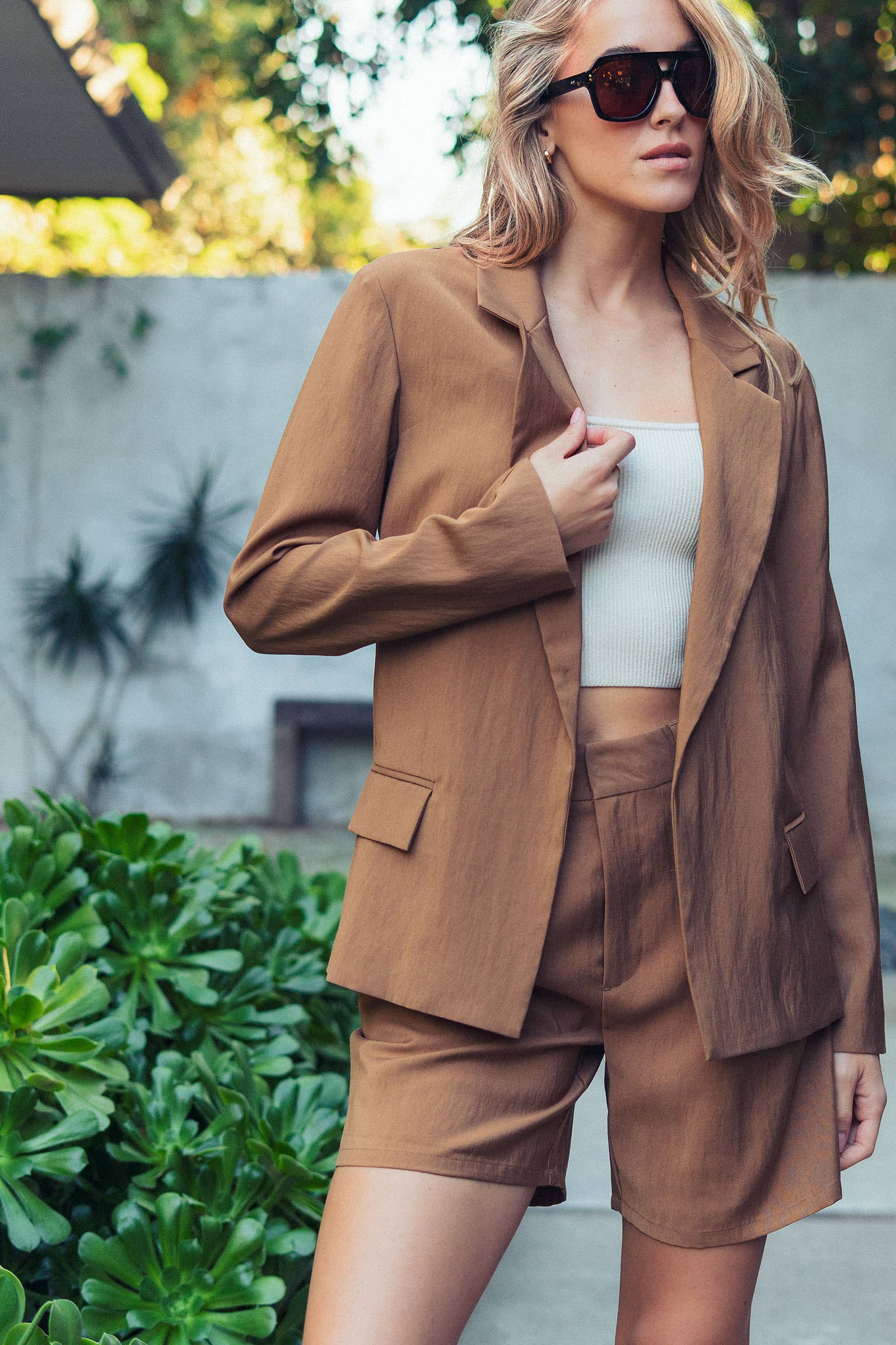 Relaxed Fit Open Front Blazer