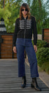 Napoleon Glitter Trim Mock Neck Zip Up Jacket