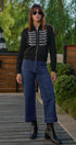 Napoleon Glitter Trim Mock Neck Zip Up Jacket
