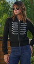Napoleon Glitter Trim Mock Neck Zip Up Jacket