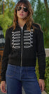 Napoleon Glitter Trim Mock Neck Zip Up Jacket