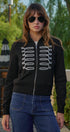Napoleon Glitter Trim Mock Neck Zip Up Jacket