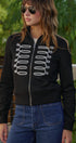 Napoleon Glitter Trim Mock Neck Zip Up Jacket