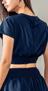Urban Daizy Elastic Waist Cropped Short Sleeve Summer Top Navy Blouse - Women's (UDZ-TP-00536) – alternate view 6