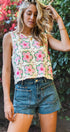 Urban Daizy Floral Crochet Tank Top Ivory-Pink Tank Top - Women's (UDZ-TP-01037) – alternate view 9