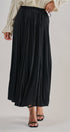 Washed Satin Crinkle Pleated Maxi Skirt in BLACK - Women's Maxi Skirts | Urban Daizy