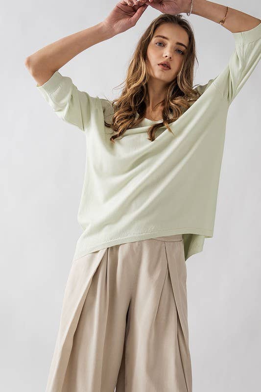 Urban Daizy Relaxed Fit V Neck Three Quarter Sleeve Tunic Top Green Tunic - Women's (UDZ-TP-00030) – alternate view 4
