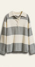 Striped Knit Rugby Polo Sweater in IVORY GREY - Women's Sweaters | Urban Daizy