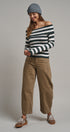 Bistro Stripe Off Shoulder Sweater