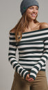 Bistro Stripe Off Shoulder Sweater