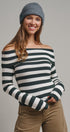 Bistro Stripe Off Shoulder Sweater