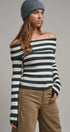 Bistro Stripe Off Shoulder Sweater