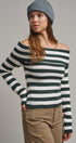 Bistro Stripe Off Shoulder Sweater
