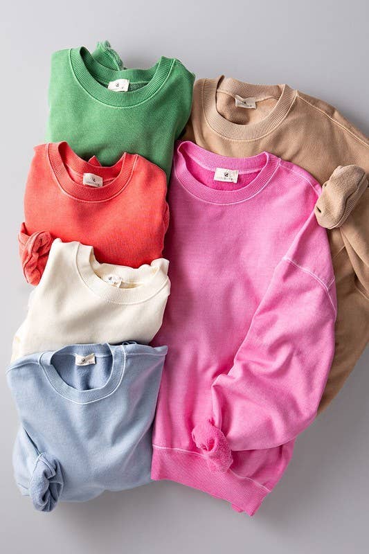 Crew Neck Comfort Washed Spring Sweatshirt