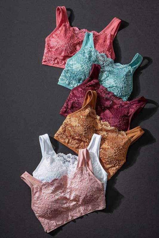 Urban Daizy Romantic Lace Longline Bralette Top Brick Bralette - Women's (UDZ-TP-00022) – alternate view 11