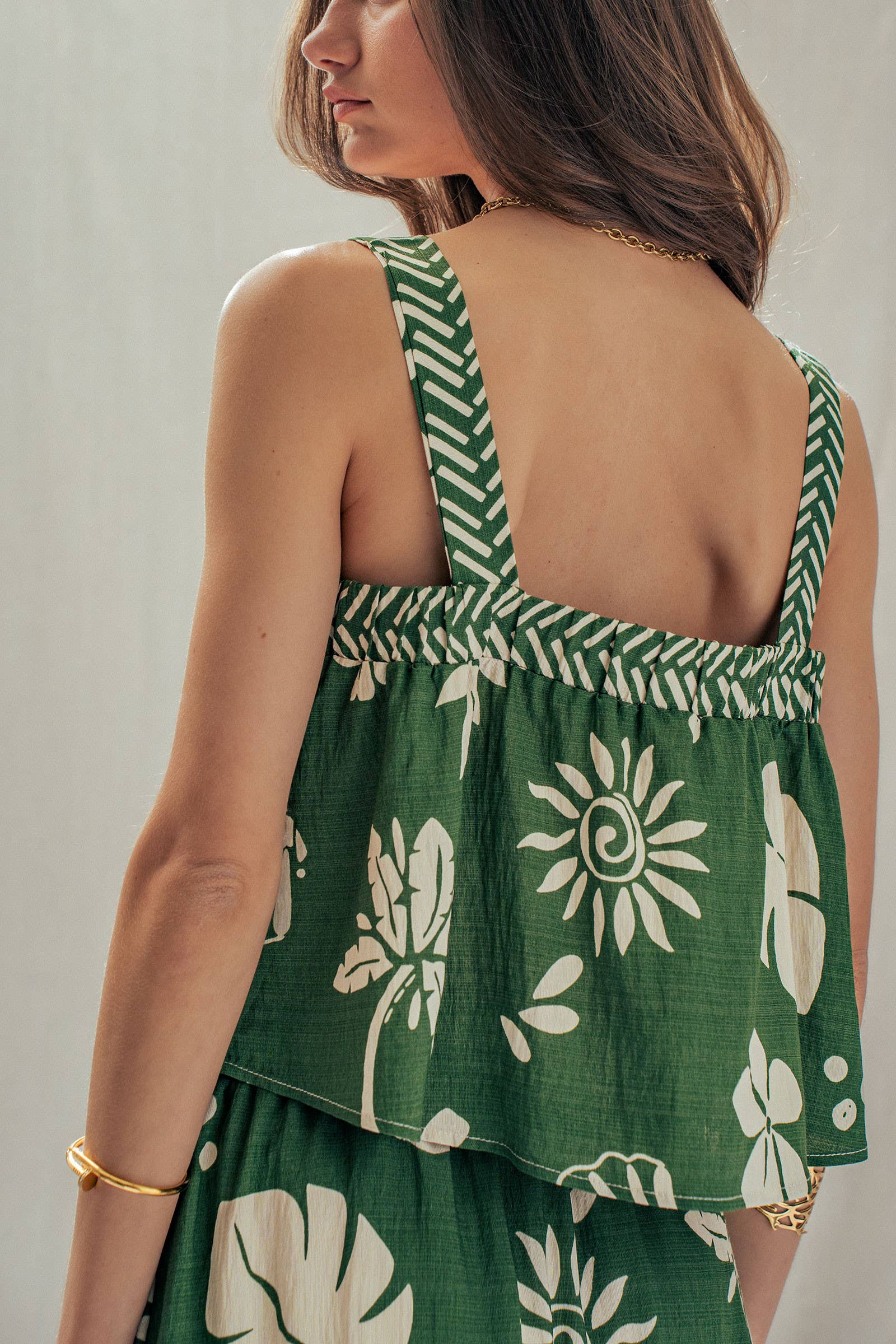 Urban Daizy Tropical Print Tiered Maxi Skirt Set Green Top & Skirt Set - Women's (UDZ-AC-00244-Green) – alternate view 5