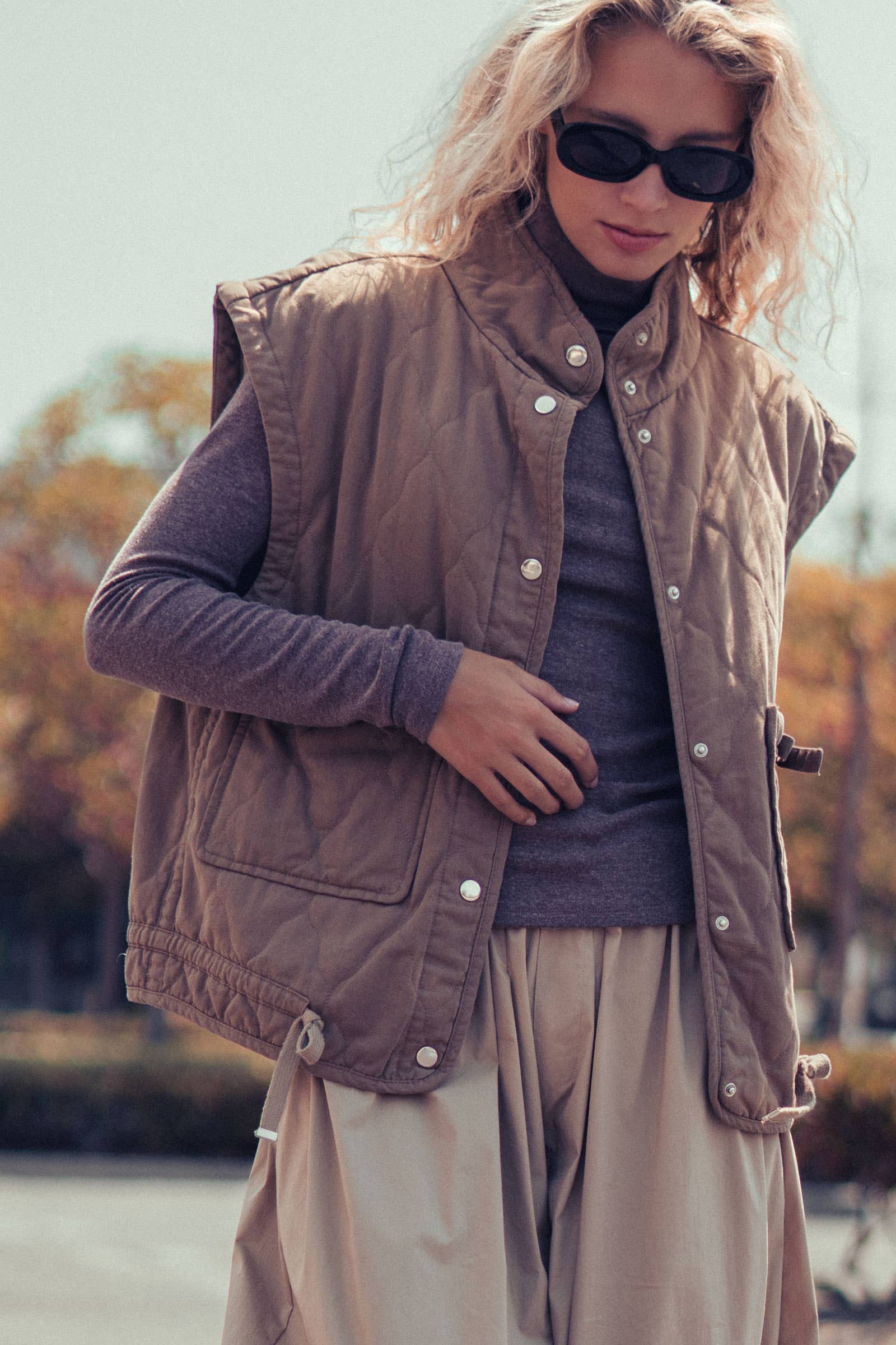 Vintage Washed Quilted Padded Vest