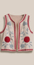Floral Embroidered Corduroy Vest with Heart Vine Trim in IVORY - Women's Vests | Urban Daizy