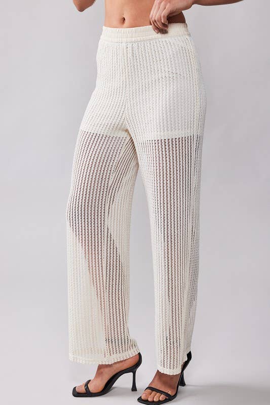 Mesh Knit Wide Leg Pants