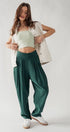 Urban Daizy Elegant High Waist Pleated Wide Leg Spring Pants Green Pants - Women's (UDZ-PT-00043) – alternate view 10