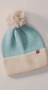 Urban Daizy Cozy Colorblock Ribbed Beanie with Faux Fur Pom Blue Beanie - Women's (UDZ-AC-00003)