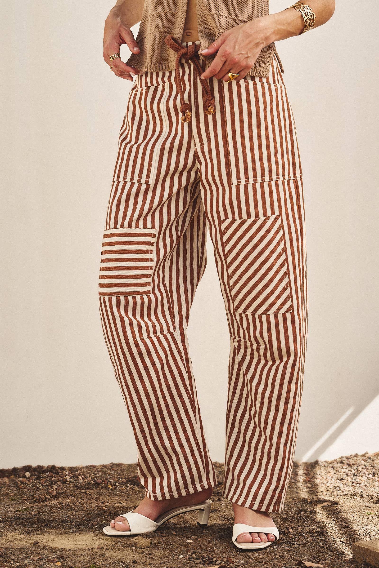 Railroad Striped Patch Pocket Spring Utility Pants
