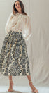 Urban Daizy Botanical Print Cotton Midi Skirt with Pockets Ivory-Black Skirt - Women's (UDSK0102) – alternate view 12