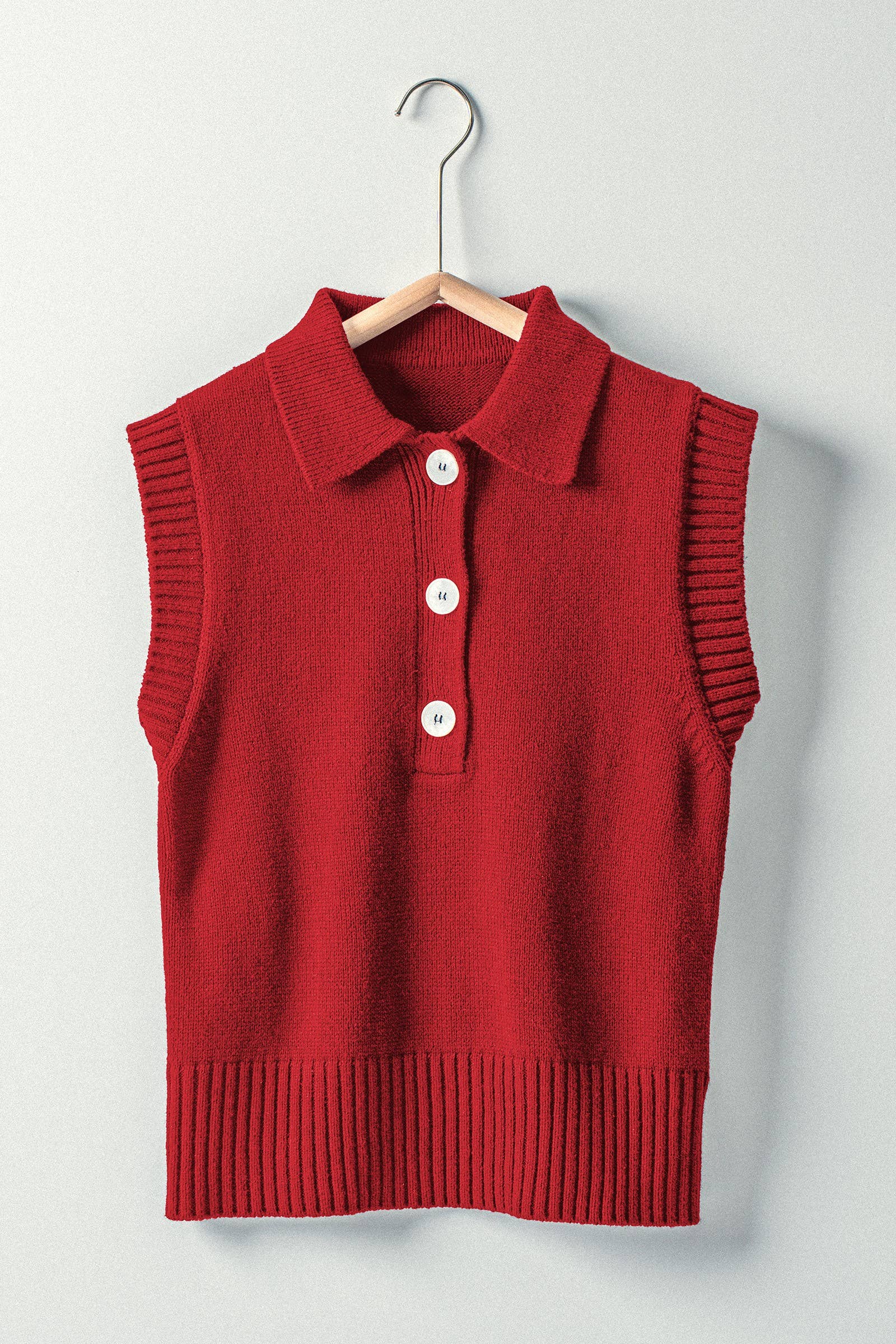 Polished Sleeveless Knit Polo Vest