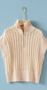 Urban Daizy Ribbed Knit Half-Zip Mock Neck Sweater Vest Ivory Knit Sweater - Women's (UDZ-KN-01053)