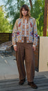 Embroidered Corduroy Jacket with Folk Floral Scroll in KHAKI - Women's Jackets & Blazers | Urban Daizy