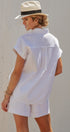 Coastal Ease Linen Short Sleeve Shirt in WHITE - Women's Tops | Urban Daizy